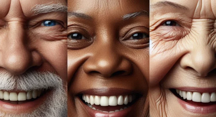 visages de trois seniors a la retraite