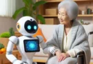 un robot avec une personne âgée au japon