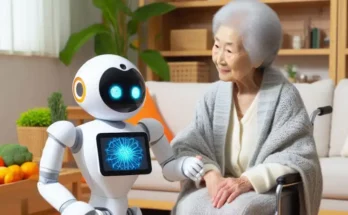 un robot avec une personne âgée au japon